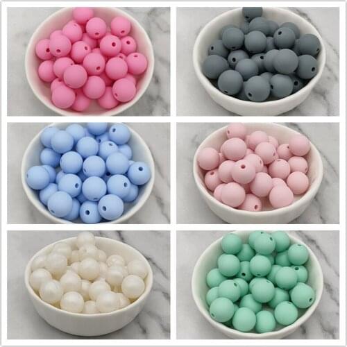 30pcs Silicone Beads 12mm Round Beads DIY Jewelry Necklace Pacifier Holder Baby Teether Toys Food Grade Silicone Teething Items
