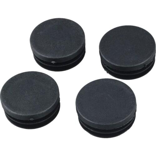 4 Pcs Black Plastic 40mm Dia Round Tubing Tube Insert Caps Covers Retail