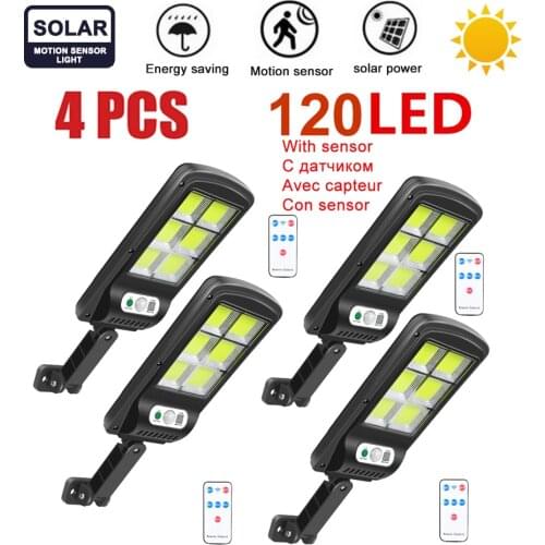 4pcs tabular oblong 120LED Solar Light Solar Lamp PIR Motion Sensor Spotlight Waterproof Outdoor Adjustable Angle Lights For Gar