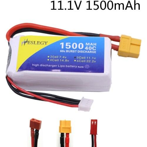 11.1V 1500mAh 3S LiPo Battery T/XT60/JST Plug For WLtoys V950 Rc Car Helicopter Airplane accessory 11.1 V high capacity Battery