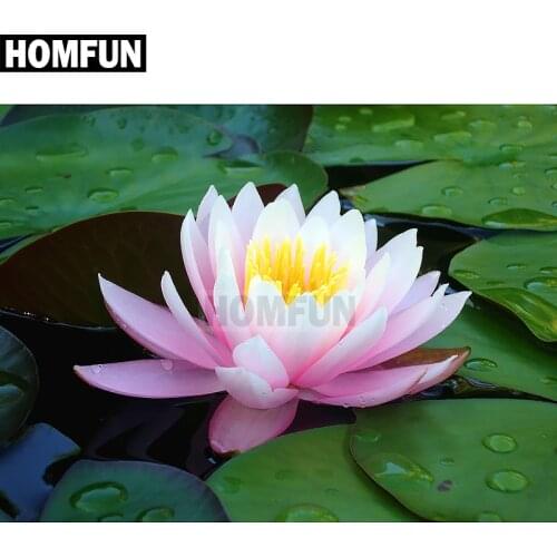 HOMFUN Full Square/Round Drill 5D DIY Diamond Painting "Lotus flower" Embroidery Cross Stitch 5D Home Decor Gift A02711
