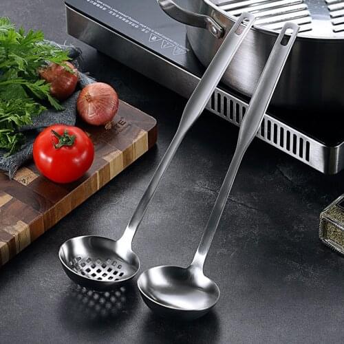 304 Stainless Steel Large Soup Spoon Ladle Skimmer Colander Filter Kitchen Tool