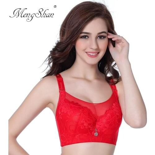Female underwear CDE cup lace edge big size bra Deep V Sexy Adjustment lingerie femme Gather together plus size bra 46E 105D