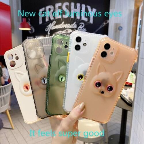 Luminous stereo cat eye phone case for iphone 11 12 pro max se 2020 xr x 6s 7 8 plus protective case for iphone 12 mini xs 7plus