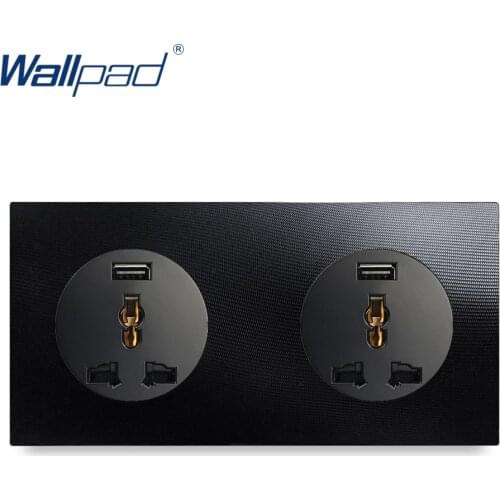 Double USB MF Socket Wallpad Luxury Aluminum Metal Panel Electric Wall Power Socket Electrical Outlets For Home