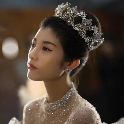 Elegant Bridal Crown High-end Pearl Hairband Female Princess Tiaras Wedding Hair Jewelry Accessories HQ0185