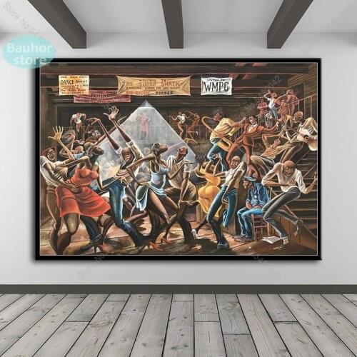 Ernie Barnes Art Poster The Sugar Shack Canvas Painting Retro Wall Pictures Prints for Mural Decoration Living Room Home Decor