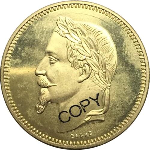 France 1867 Napoleon III gold Coin 5 Dollars 25 Francs Brass Metal Copy Coin Commemorative COINS