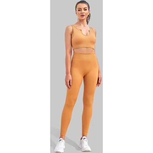 Classic Seamless Ribbed Fitness 2Piece Sports Sets Women Push Up Bras High Waist Leggings Fitness Gym Yoga Suit Sell Separately