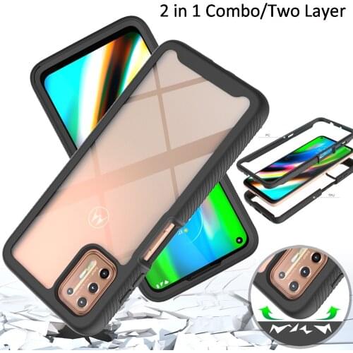 Combo Drop resistance Rugged Case For Motorola Moto G9 Plus Heavy Duty Defender Armor Shield Anti-Skid Clear Cover