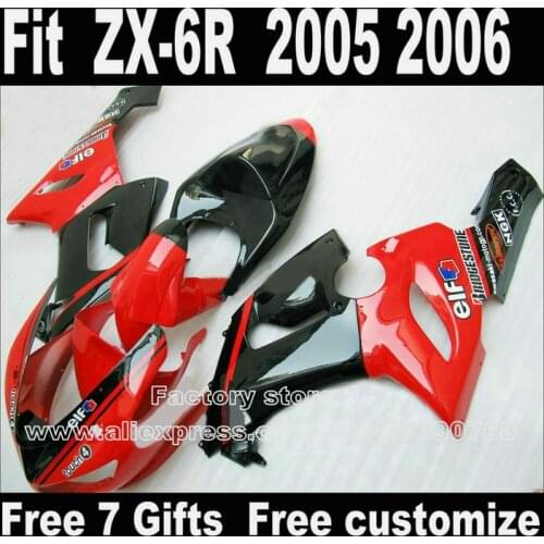 Lowest price Body kit for Kawasaki ZX6R fairings 2005 2006 red black ZX-6R 05 06 Ninja 636 fairing kits DT8+7gifts