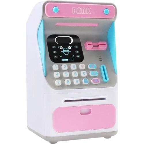 Simulated Face Recognition ATM Machine Cash Box Emulation Password Automatic Roll Money Safe Piggy Bank Toys