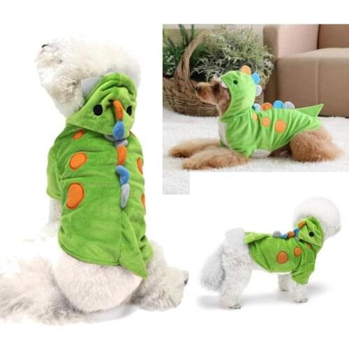 80%HOTPet Costume Dinosaur Cosplay Non-sticky Hair Knitted Fabric Cat Dog Two-legged Hooded Costume for Halloween