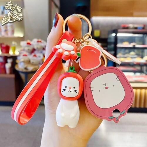 Fashion New Anime Cute Cat Keychain Female Cute Trend Creative Charm Key Chain Personality Couple Bag Car Key Chain Pendant