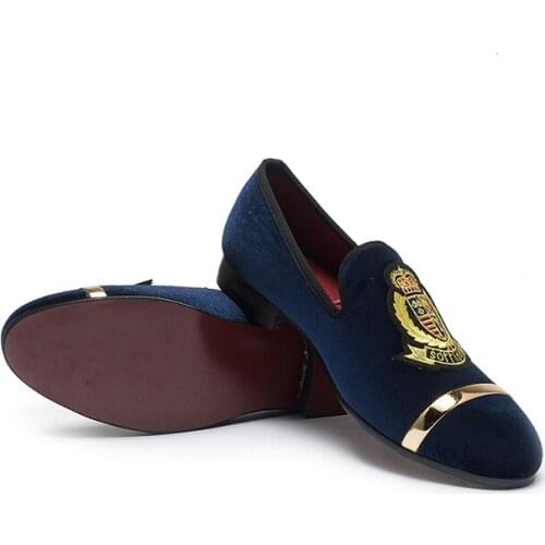 MEIJIANA Embroidery Mens Velvet Loafers Smoking Slippers with Wine Blue Design Wedding Party Luxury Loafers Shoes