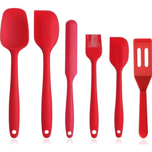 6 Piece Silicone Spatula Set Non-Stick Mixing Batter Cake Cream Scraper Spatulas Turner Mixer For Kitchen Baking Tools