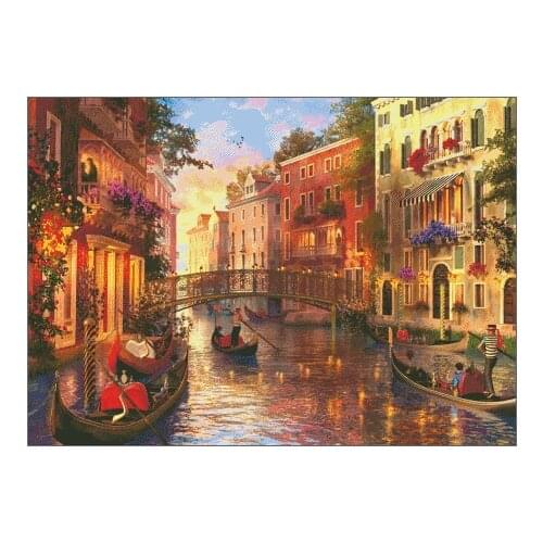 New Sunset In Venice Chart Cross Stitch Kits Top Quality Embroidery Needlework DIY 14CT Unprinted Handmade Decorative Paintings