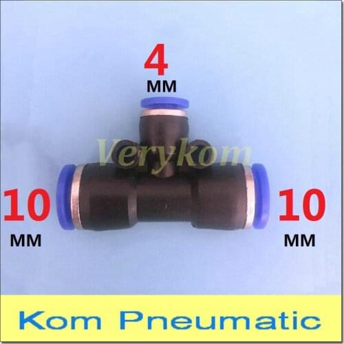 Wholesale 100pcs/lot Pneumatic 10mm To 4mm Unequal Union Tee Quick Air Fitting Connector Reducer 10MM-4MM-10MM Joiner PEG 10-4
