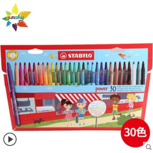 Stabilo 12/30 color Childrens watercolor pen washable safe and non-toxic painting pen Triangular penholder drawing art supplies