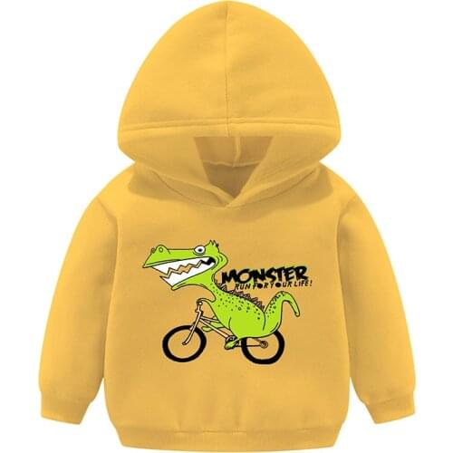 3-7 Years Old Boy Hoodie Sweatshirt 2021 Autumn Winter Fleece Childrens Clothing Sweater Cartoon Dinosaur Boys Hooded Sweater