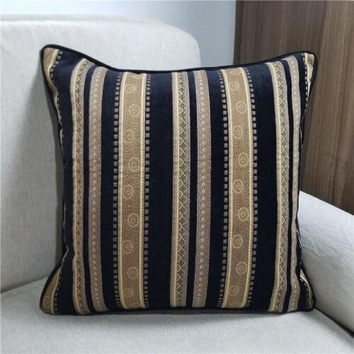 Traditional Black Euro Stripes Design Chenille Woven Jacquard Decorative Pillows Case Sofa Chair Cushion Cover 45x45cm 1pc/lot