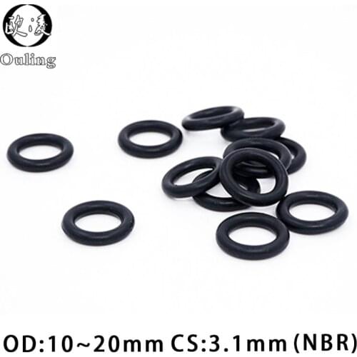 50PCS/lot Rubber Ring NBR Sealing O-Ring 3.1mm Thickness OD10/11/12/13/14/15/16/17/18/19/20mm O Ring Seal Gasket Rings Washer