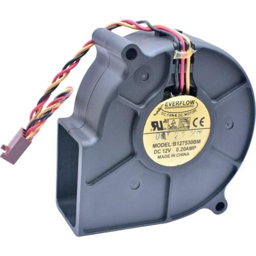B127530BM EVERFLOW 7.5cm 75mm fan 12V 0.20A 3 lines quiet turbo blower cooling fan