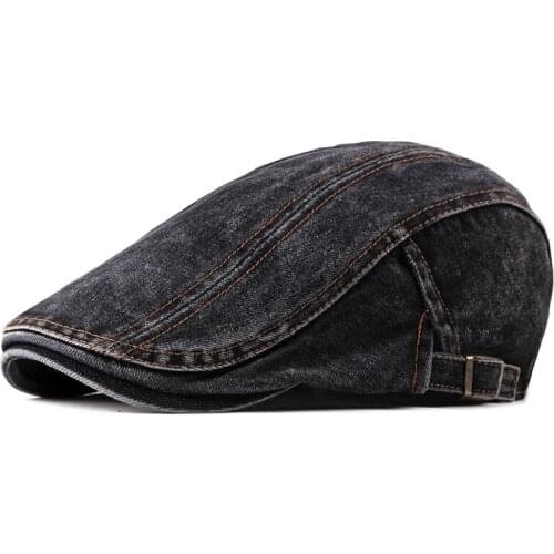 High Quality Washed Denim Beret Hat For Women Vintage Jean Flat Cap British Western Style Flat Ivy Retro Snapback Baseball Caps
