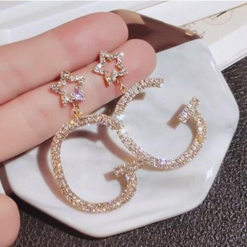 S925 Women Dangle Earrings Fashion Trendy Retro Charms Geometric Star G Drop Earring for Girls Jewelry Gift