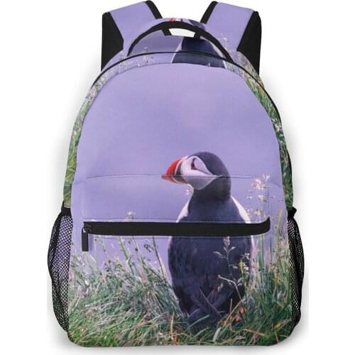 Women Backpack Kids School Bag for Teenage Girls Puffin Bird Grass Female Laptop Notebook Bagpack Travel Back Pack 2021