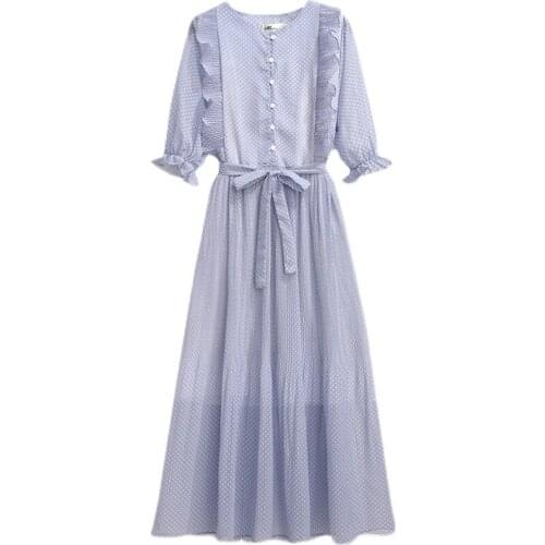 Summer New Style Long Dot Vestidos Elegant Pastel Vacation Trendy Ukraine Ruffles Boho Harajuku Korean Plus Size Dress Women