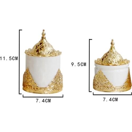 1 Pc Incense Burner Mini Arabic Porcelain Incense Cones Censer Holder Ceramic Metal Craft Work Aromatherapy Furnace Home Decor