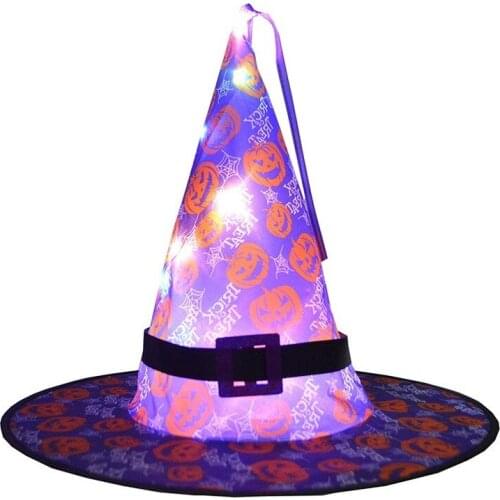 10pcs Women Men Boy Girls Pumpkin Witch Hat Battery Powered Witches Hat String Light Halloween Decorations Outdoor Black Orange
