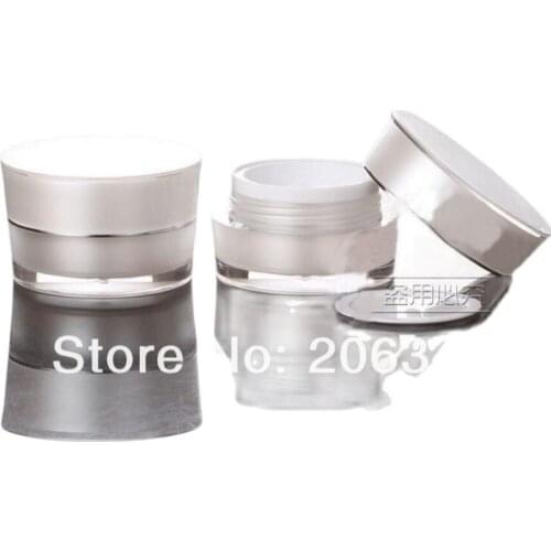 15g pear white acrylic cone-shape cream bottle with silver line ,cosmetic container,,cream jar,Cosmetic Jar,Cosmetic Packaging