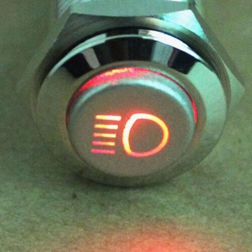 16mm Driving Lights Car Main Beam Symbol Push Button Metal Switch ON/OFF Sales