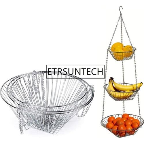30pcs 3 Tier Wire Hanging Fruit Basket Flower Holder Simple Storage Easy Clean Basket Modern Home Kitchen Storage