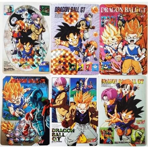 6pcs/set Dragon Ball GT Jumbo Carddass Repaint Reproduce Super Saiyan Goku Vegeta Hobby Collectibles Game Anime Collection Cards