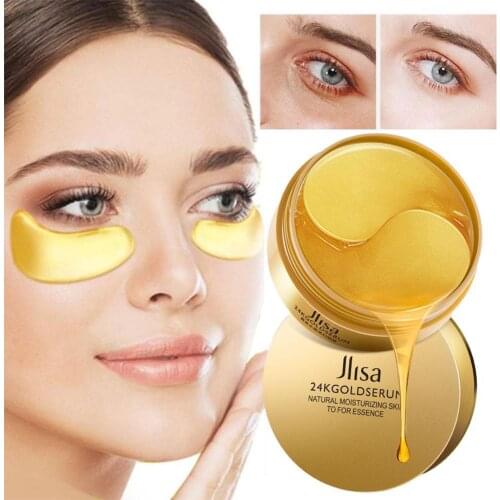 60pcs Golden Eye Mask Moisturizing Fades Dark Circles And Fine Lines Firming Skin Crystal Collagen Gel Mask Eye Care