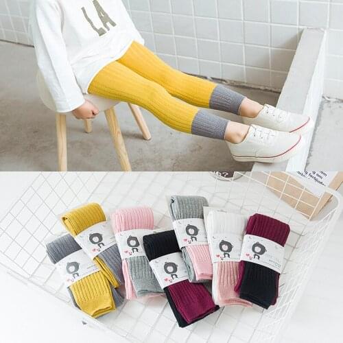 7 style new spring autumn cotton girls tights patchwork solid soft children tights pantyhose girl for 1-8 Years