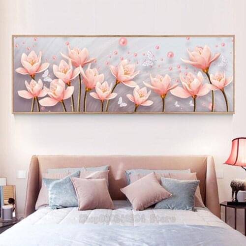 Full Square Round Drill 5D DIY Diamond Painting large size Pink flower pearl 3D Embroidery Cross Stitch 5D Home Decor gift FF526