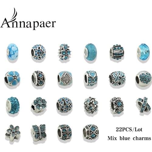 ANNAPAER Creative Designs MIX Styles Crystal Beads Fit for European Pan Bracelets Silver Color DIY Bracelet Jewelry S016