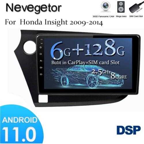 Android 11 6+128G Car Multimedia Player For HONDA INSIGHT 2009-2014 Car Radio Stereo 4G WIFI BT GPS RDS Navigation NO DVD Player