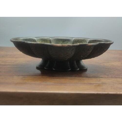 Buddhist supplies Pure copper Fruit tray plate bowl dish bronze compote Buddhism goods Handmade metal bowl
