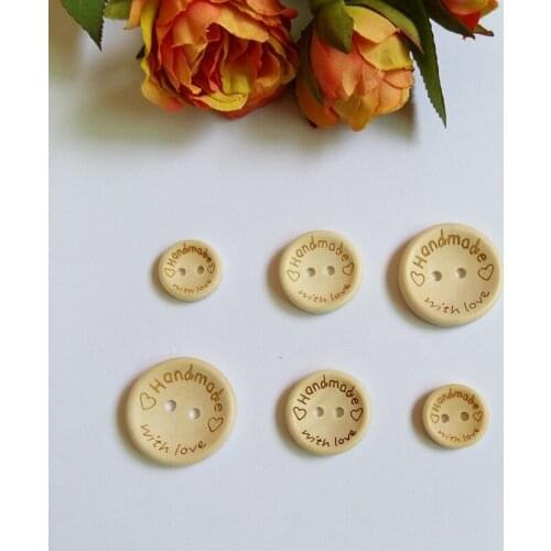Wood Buttons Round "Hand Made" 80pcs Apparel Accessories Craft Scrapbooking Buttons for Craft accessories
