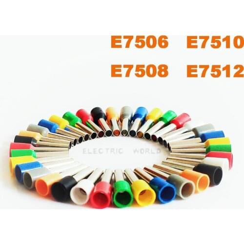 E7506 E7508 Tube Insulated cord end terminals 0.5mm Cable Connector wire terminals Insulating Crimp wire Connector E7510 E7512