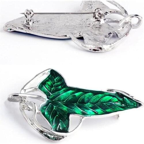 Elf Green Leaves of Lorien Brooch Pin Tolkien Galadriel Legolas Frodo Baggins Aragorn Tree Enamel Badge Movie Jewelry fj018