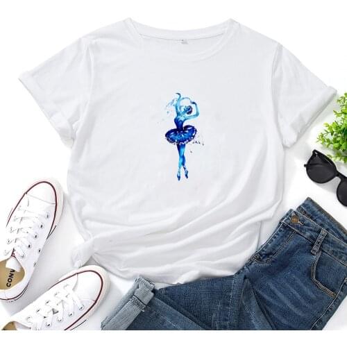 Dancing Ladies Graphic T Shirts Women Fashion Summer Casual Tshirt Femme Cotton O-neck Loose Short Sleeve T-shirt Women