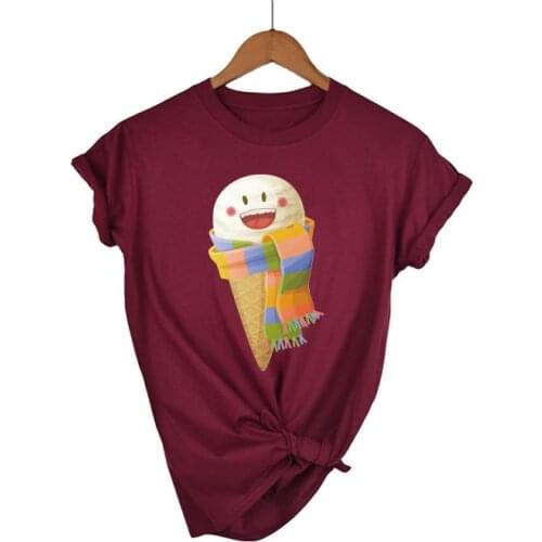 Women Shirt Ladies Female Ice Cream XL Plus Size T Womens Fashion T-shirt Graphic Short Sleeve Summer Printed Top Tshirt