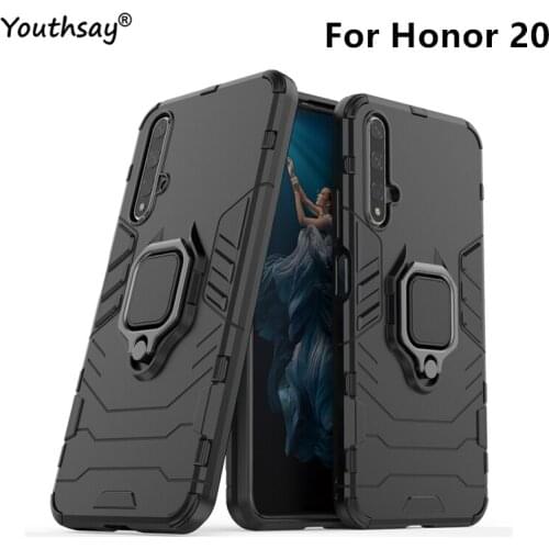 For Huawei Honor 20 Case Matte Matel Finger Ring Kickstand Hard Phone Bag Case For Huawei Honor 20 Pro Cover For Honor 20 Lite