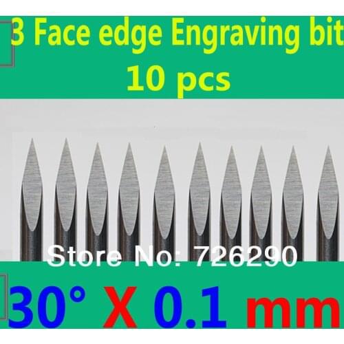 HUHAO 10pcs 3.175mm Dia 30 Angle 0.1mm Tip 3 Edge Carbide Woodworking Tools Engraving Bits for CNC Router Machine